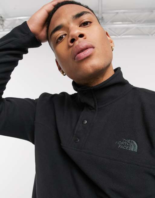 The North Face Tka glacier snap neck pullover fleece in black ASOS