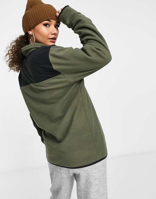 The North Face TKA Glacier snap neck pullover fleece in khaki