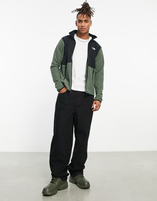 The North Face TKA Glacier zip up fleece in olive and black, 3 of 4