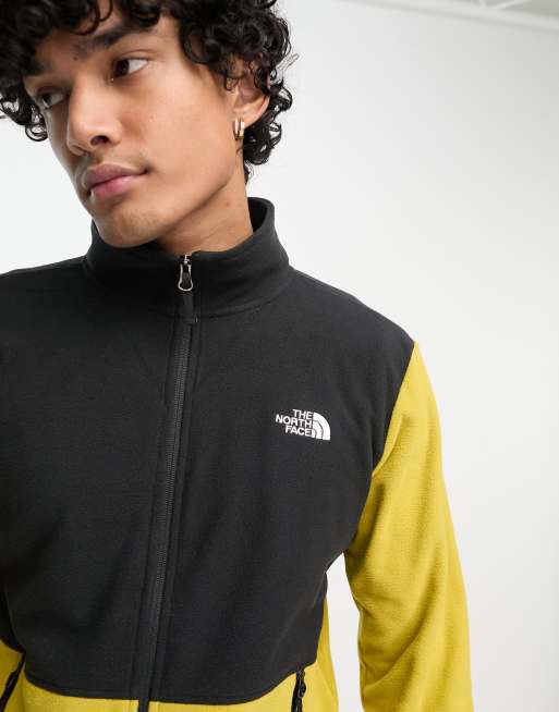 The North Face TKA Glacier zip up fleece jumper in yellow and black