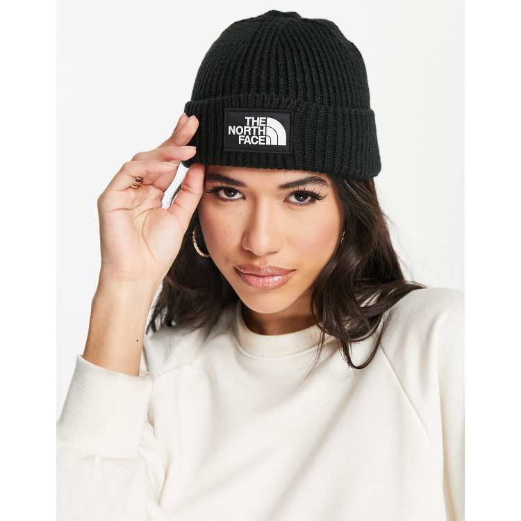 Black north face store beanie hat