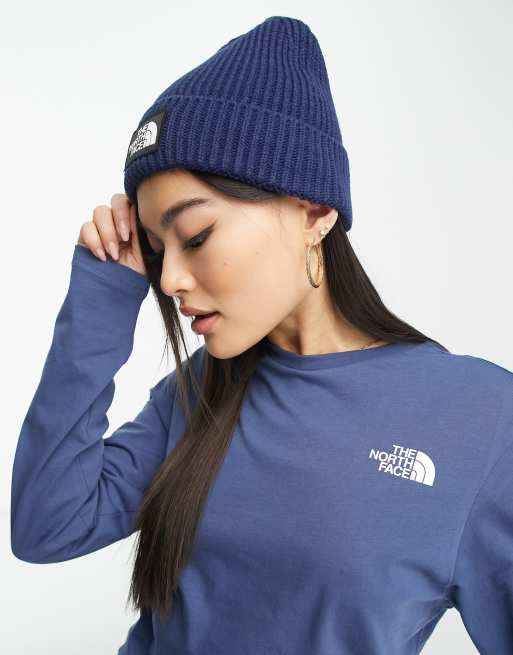 The North Face TNF Logo Box cuffed beanie in navy | ASOS