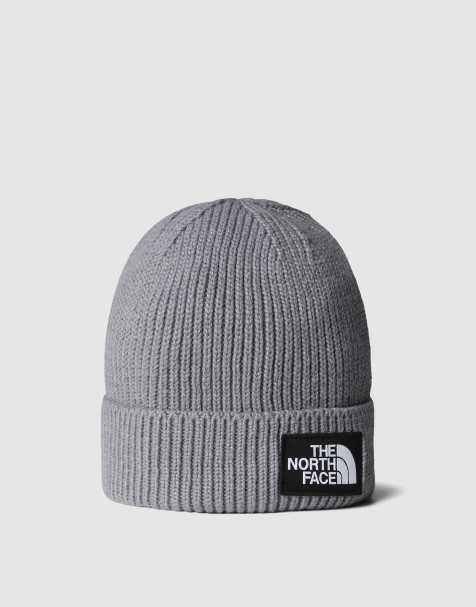 The North Face Tnf logo box cuffed beanie in tnf medium grey heather - view 1