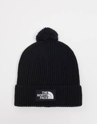 The North Face TNF Logo Box pom beanie in black
