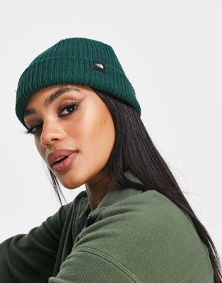 The North Face TNF ribbed knit beanie in green