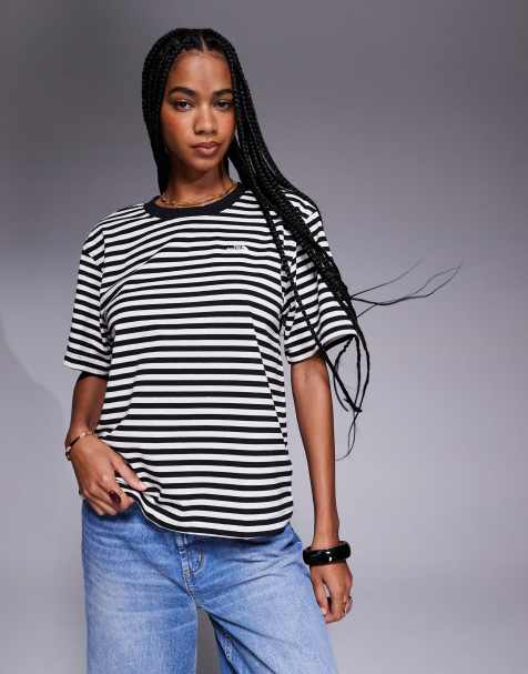 The North Face TNF T-shirt in black and white stripe - view 1