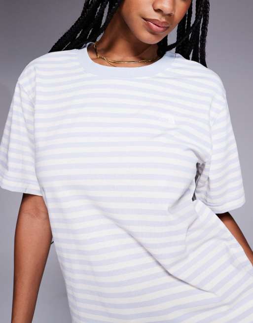The North Face TNF T-shirt in gray and white stripe, 3 of 4