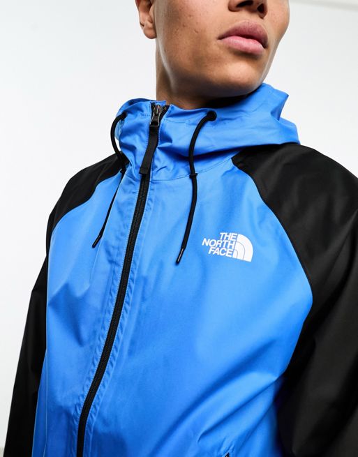 The North Face TNF waterproof zip up hooded jacket in blue and black