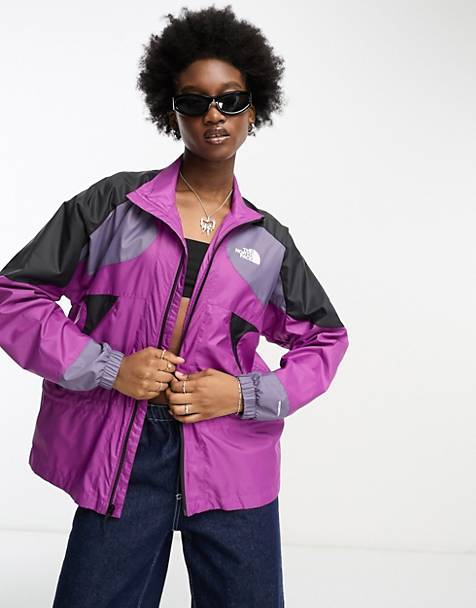 The North Face TNF X track jacket in purple and slate grey