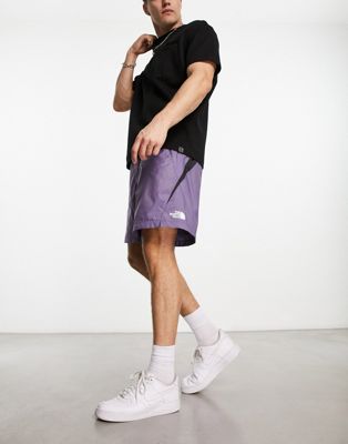 The North Face TNF X woven belted shorts in slate grey and purple