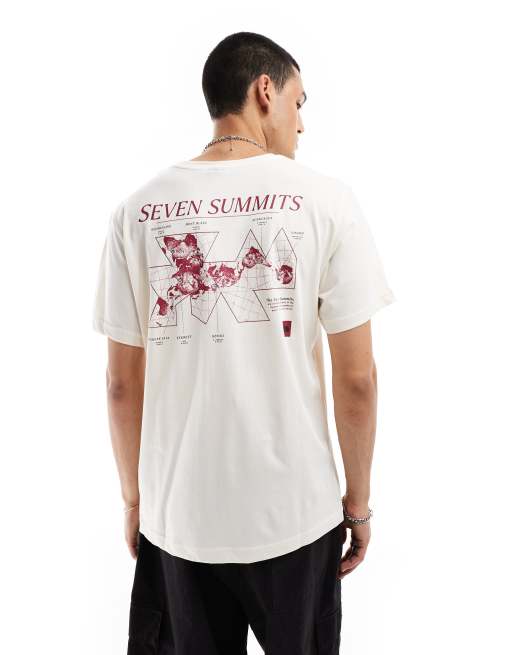 The North Face Topographic back print logo t-shirt in off white