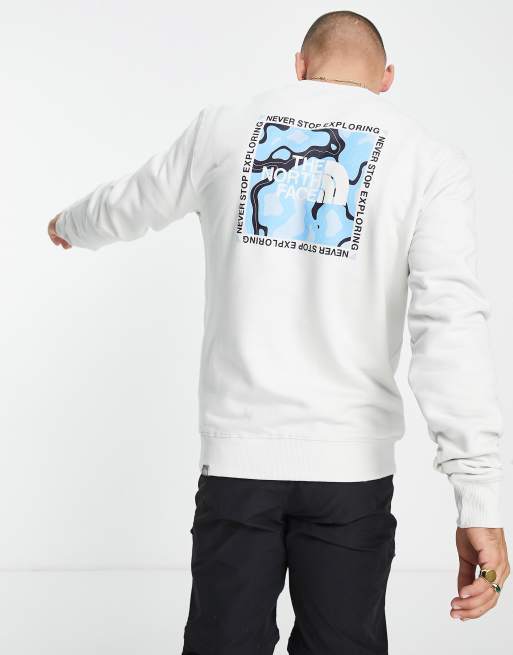 The North Face Topographic back print sweatshirt in tin grey Exclusive at ASOS
