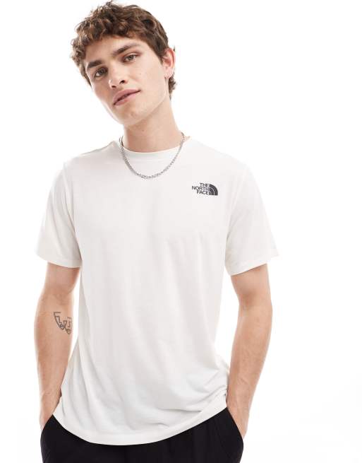 The North Face Topographic Foundation back print logo t-shirt in off white, 2 of 4