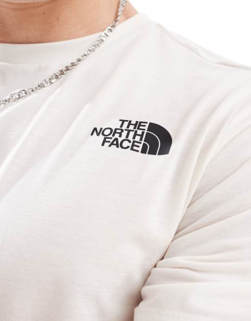 The North Face Topographic Foundation back print logo t-shirt in off white, 4 of 4
