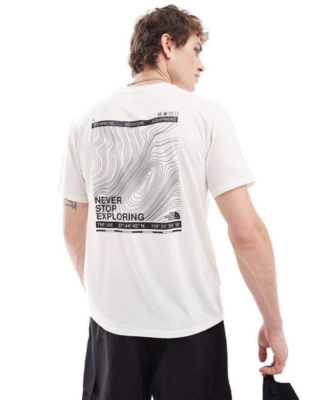 The North Face - topographic foundation backprint logo t-shirt in off white