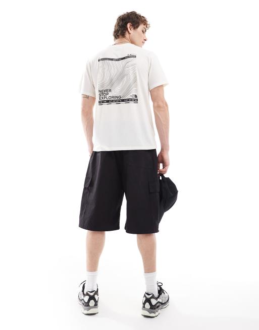 The North Face Topographic Foundation backprint logo t-shirt in off white, 3 of 4