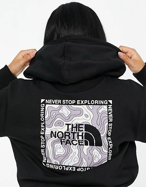 The North Face Topographic hoodie in black Exclusive to ASOS