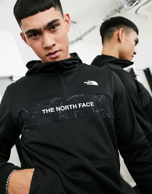 The North Face Train N Logo 1/4 zip hoodie in black