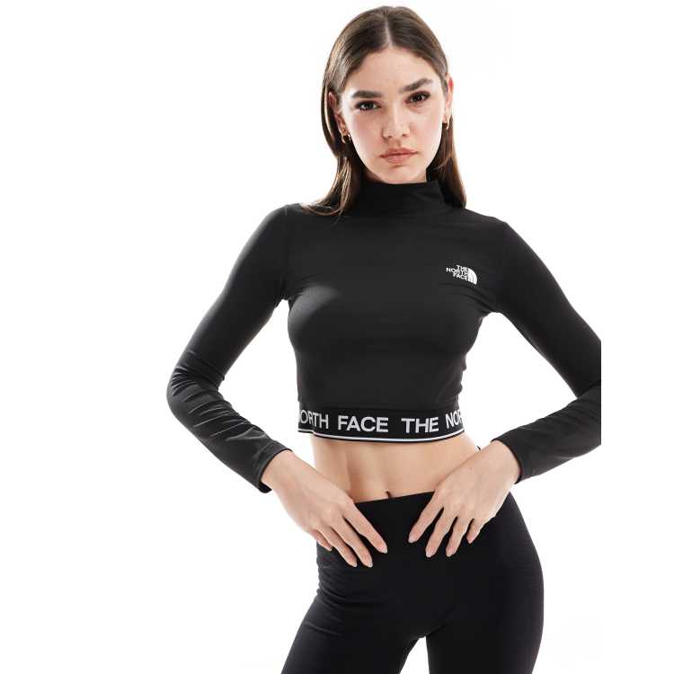 ☆THE NORTH FACE☆ Women's Motion Crop Long Sleeve Tee BLACK The North Face Training cropped long sleeve performance t