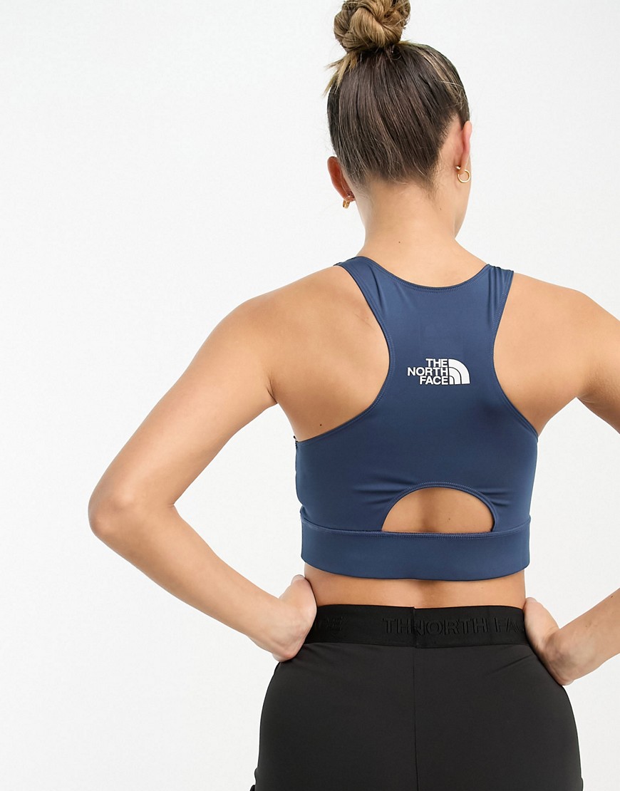 The North Face Training Flex mid support sports bra in navy