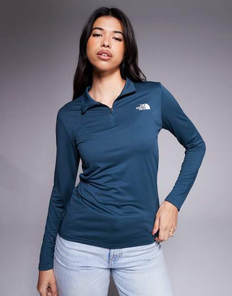 The North Face – Training Flex – Niebieski top z logo i zamkiem pod szyją - view 1