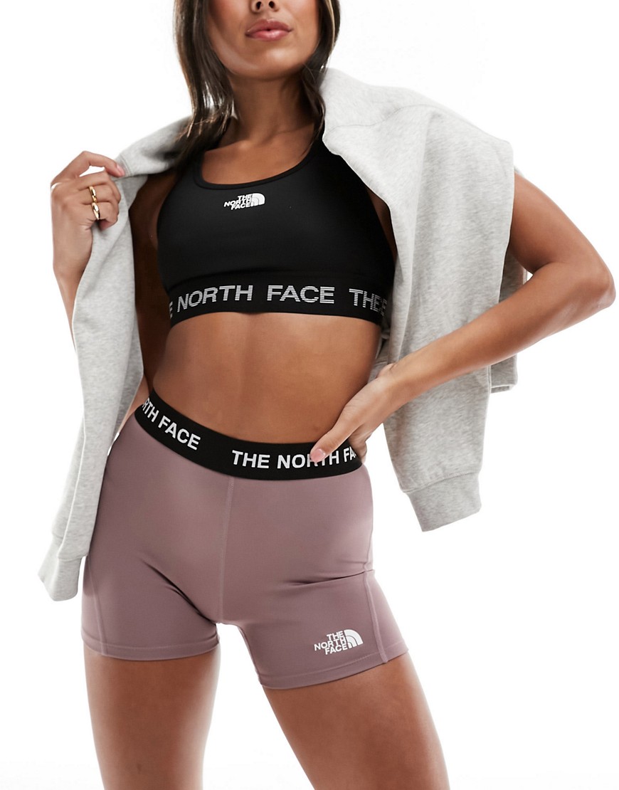 The North Face Training high waist bootie shorts in grey-Purple