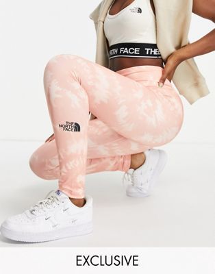 The North Face Training high waist leggings in pink tie dye Exclusive at ASOS