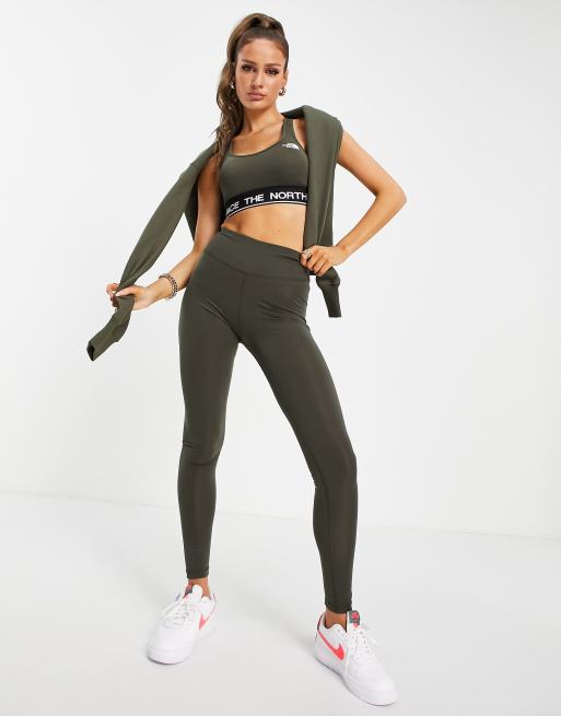 The North Face Training high waisted leggings in khaki Exclusive at ASOS