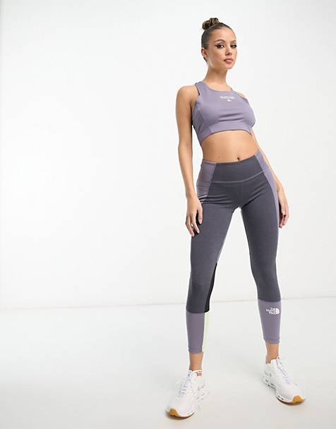 The North Face Training LAB high waist ankle length leggings in purple and pale lime