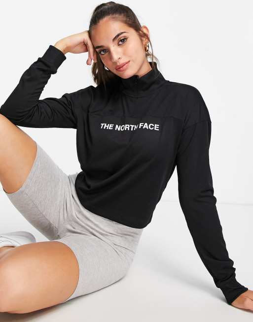 The North Face Training – Mountain Athletic – Czarna bluza z zamkiem pod szyją i polarowym wykończeniem