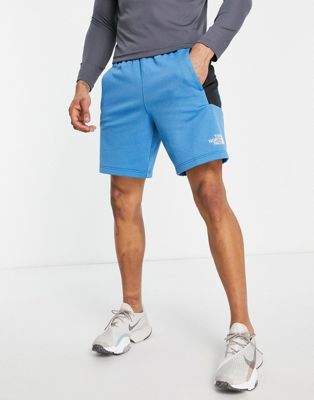 The North Face training Mountain Athletic fleece shorts in blue