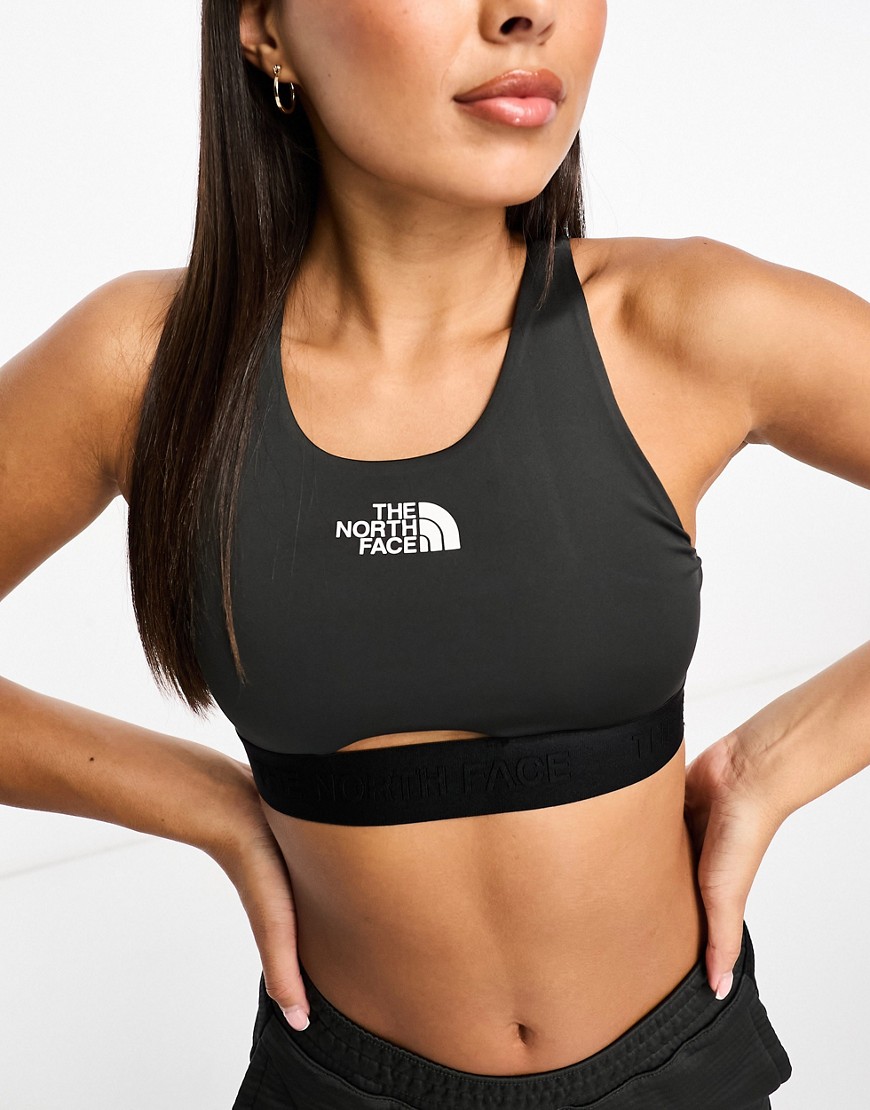 The North Face Training Mountain Athletic mid support sports bra in black-Grey