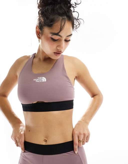 The North Face BRA - Medium support sports bra - fawn grey/boysenberry/grey  