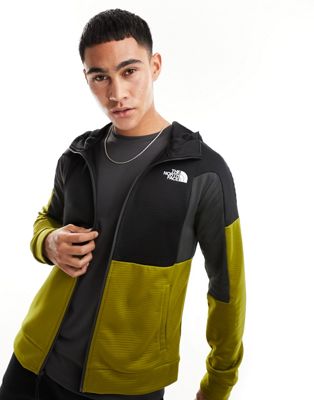 The North Face Training Mountain Athletic zip up fleece hoodie in khaki