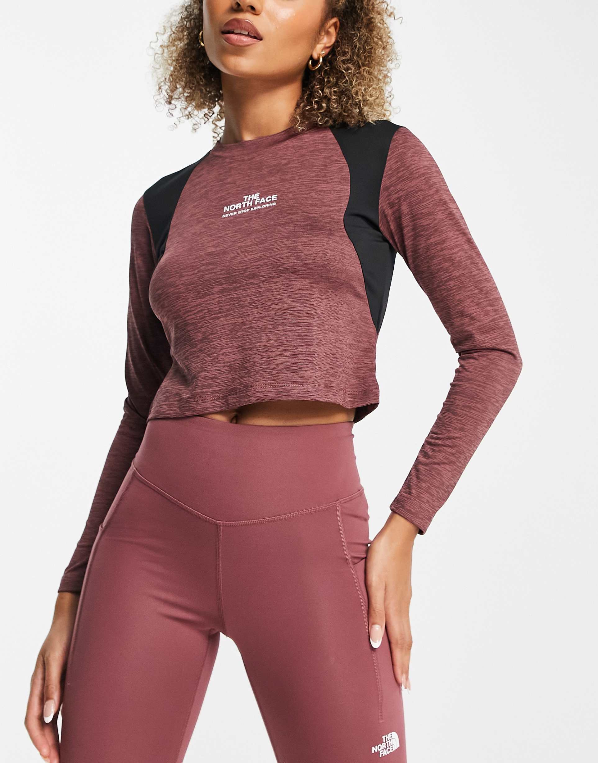 the north face training mountain athletics long sleeve tech top in dark pink