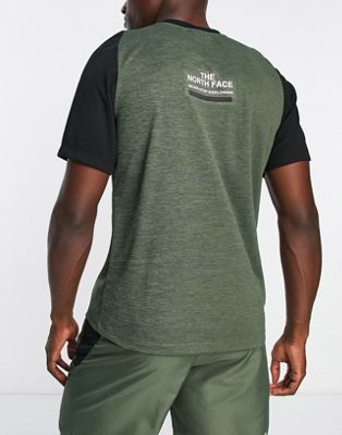 The North Face Training Mountain Athletics t-shirt in khaki and black - ASOS Price Checker