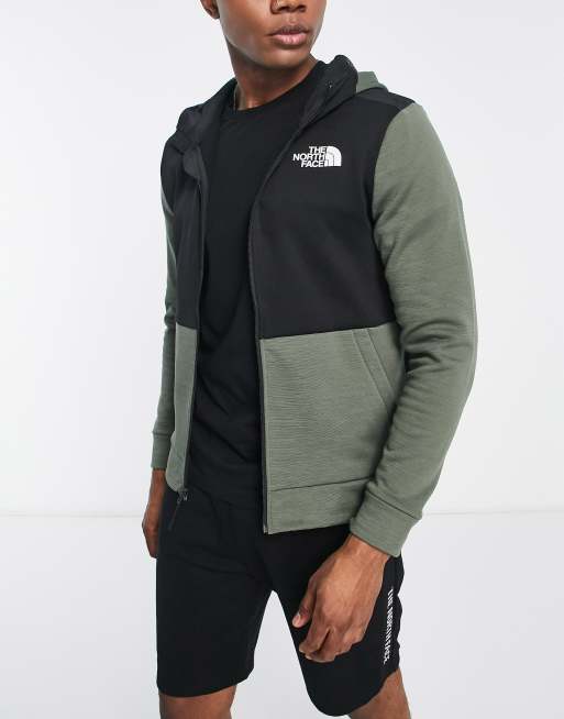 Green and black north face hoodie hot sale