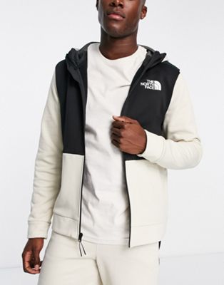 The North Face Training Mountain Athletics zip up fleece hoodie in stone and black