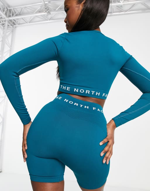 The North Face - Training - Naadloze short in groenblauw, exclusief bij ASOS, 2 van 4
