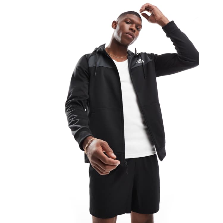 The North Face Training Reaxion full zip logo hoodie in black ASOS