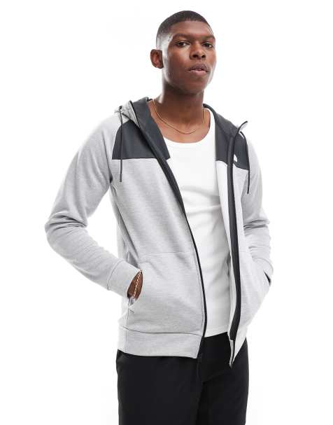 The North Face Training Reaxion full zip logo hoodie in grey - view 1