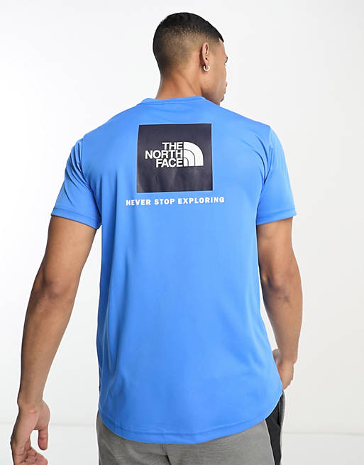 asos.com | The North Face - Training - Reaxion Redbox - T-shirt met print op de achterkant in blauw