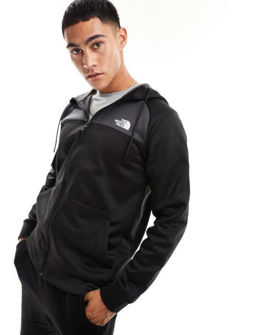 North face black hot sale zip up hoodie