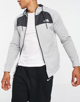 The North Face Training Reaxion zip up fleece hoodie in grey