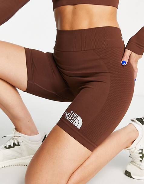 The North Face Training seamless high waist legging shorts in brown Exclusive at ASOS