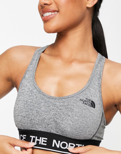 The North Face Training Tech mid support sports bra in grey