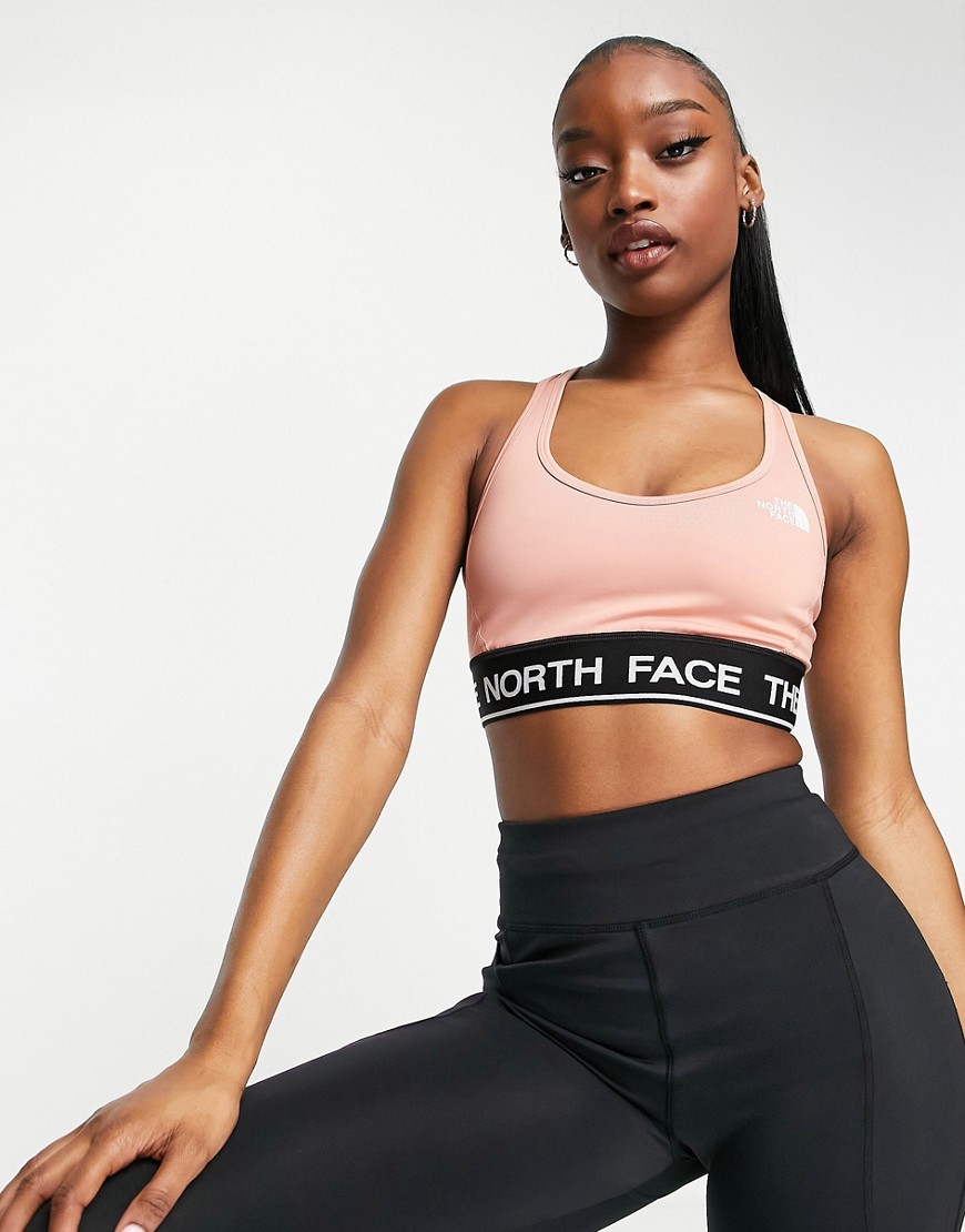 The North Face Training Tech Medium Support Sports Bra In Pink Exclusive At Asos
