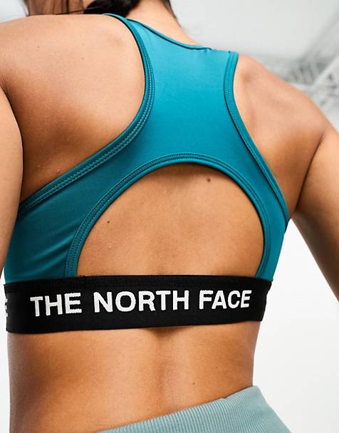 The North Face Training Tech mid support sports bra in teal