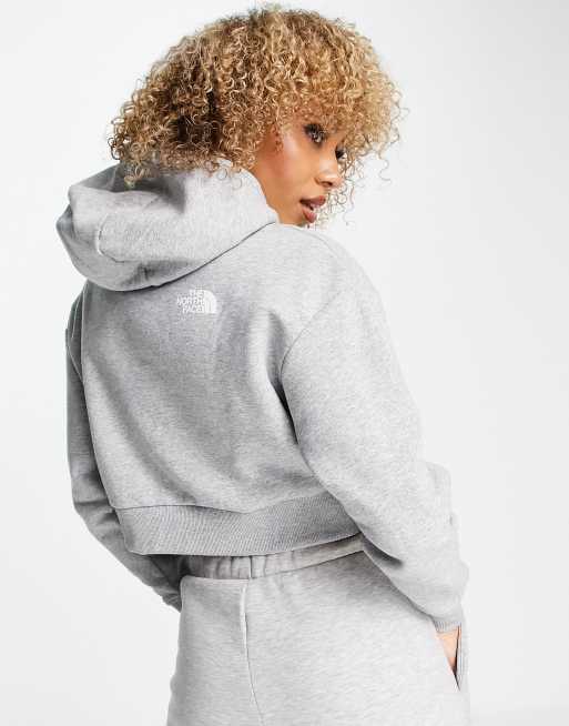 The North Face Trend cropped fleece hoodie in gray