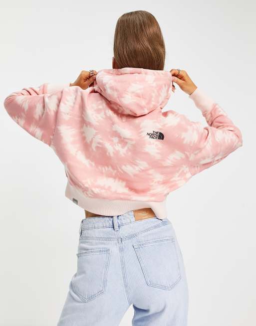 Pink tie dye cropped hoodie hot sale